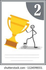 Modern footbal certificate with place for your content, for kids second place .