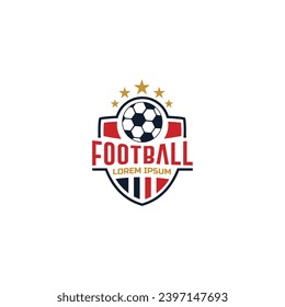 logo moderno de la nube de fútbol con elementos de bola y estrella