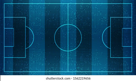 Modern Football field on Virtual Digital Technology Background.vector