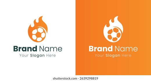 Modern Football Logo Design Featuring a Ball on Fire Emblem Concept