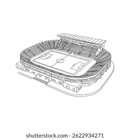 Modern Football Stadium – Clean Vector Line Drawing - Stadium Architectural Design
