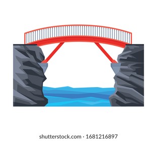 Modern Footbridge, Architectural Design Element, Bridge Construction Flat Vector Illustration