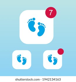 Icono de huellas modernas con notificación