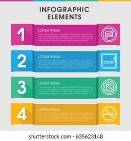Modern forbidden infographic template. infographic design with forbidden icons includes smoking area. can be used for presentation, diagram, annual report, web design.