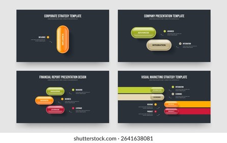 Modern Forecast 1 2 3 4 Step Infographic Frame Layout Set. Visual Profile One Two Three Four Element Diagram Slide Template Vector Illustration Bundle.