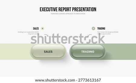 Modern Forecast Two Option Infographic Slide Template. Service Growth Slideshow Layout Vector Illustration. Professional Profile 2 Element Diagram Frame Design.