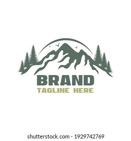 Modern forest and mountains logo. Vector illustration.