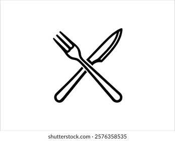 Modern Fork and Knife Symbol , High-Quality Cutlery Emblem for Menus and Food Logos