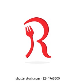 Modern Fork Vector Logo Letter R. R Utensil Letter Design Vector.