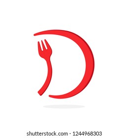 Modern Fork Vector Logo Letter D. D Utensil Letter Design Vector.