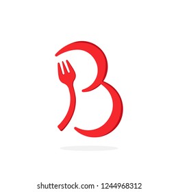 Modern Fork Vector Logo Letter B. B Utensil Letter Design Vector.