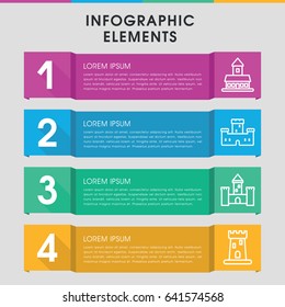 Modern fortress infographic template. infographic design with fortress icons includes . can be used for presentation, diagram, annual report, web design.