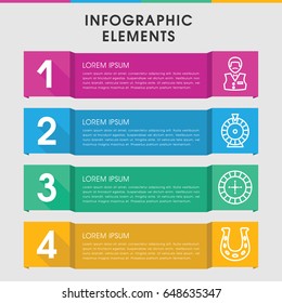 Modern fortune infographic template. infographic design with fortune icons includes roulette, casino boy. can be used for presentation, diagram, annual report, web design.