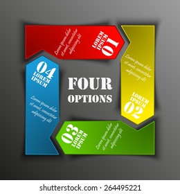 Modern four arrows origami style. Abstract template for background. 
