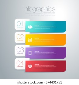 modern four step vector infograph for chart and web with business icons