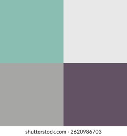 A modern four-color square pattern featuring mint green, soft gray, deep plum, and white tones. A stylish and minimal palette ideal for design and decoration themes.