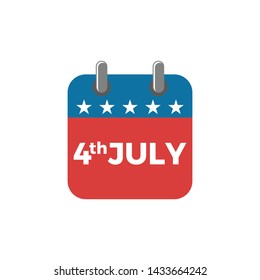 Modern Fourth Of July United States Independence Day Celebration Flag Calendar Icon Blue and Red Grey Color For Personal and all Business Company with High end Look