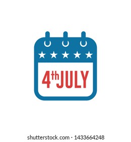 Modern Fourth Of July United States Independence Day Celebration Flag Calendar Icon Blue and Red Grey Color For Personal and all Business Company with High end Look