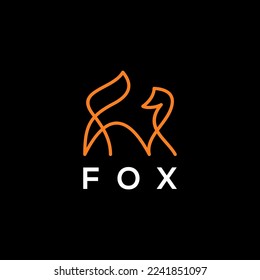 Modern fox animal logo vector in black background