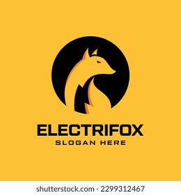 Modern fox and bolt combination logo. It is suitable for use in companies engaged in the electricity sector.