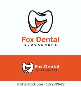 Modern Fox dental logo design concept vector illustration.