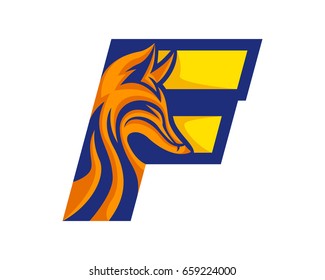 Modern Fox F Letter Alphabet Sports Logo