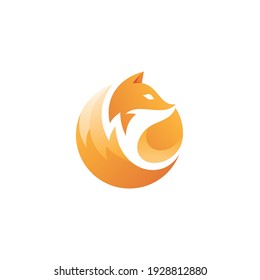 Modern Fox Head and Tail Logo