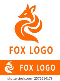 Modern fox logo design with an elegant orange silhouette, showcasing a sleek and creative aesthetic