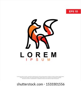 modern fox logo. using monoline srabble style art. simple ion, template design 