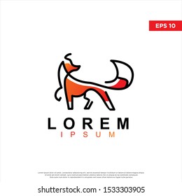 modern fox logo. using monoline srabble style art. simple ion, template design 