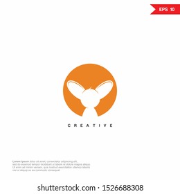 Modern Fox negative space Logo icon. design vector template. Creative Wild Animal in circle Logotype