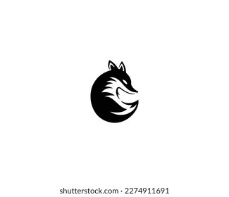 Modern Fox And Wolf Silhouette Animal Mascot Logo Template Vector Illustration.