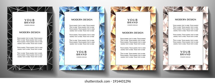 Modern Frame Collection. Formal Vector Background Design With Luxury Poly Pattern For Certificate Template, Business Poster, Brochure, Menu, Vector Template