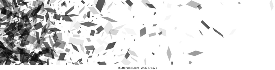 A modern frame of descending grayscale shards, perfect for contemporary design elements on a white rectangular canvas