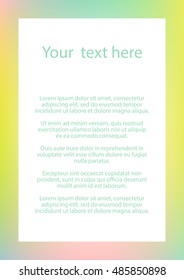 Modern frame design template for your text in A4, A3 size. Universal colorful poster template. Vector illustration.