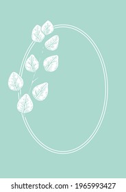 Modern frame with eucalyptus branch. Hand drawn vector illustration