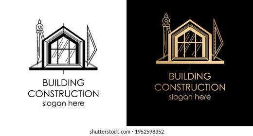 Modelo de diseño del logotipo vectorial de construcción de las casas de marco modernas. 