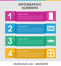 Modern frame infographic template. infographic design with frame icons includes window, door, camera lense. can be used for presentation, diagram, annual report, web design.