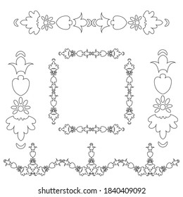 Marco moderno aislado. Conjunto vectorial vintage. Conjunto vectorial vintage. Elementos decorativos de encaje. Conjunto vectorial de elementos de adorno floral al estilo art deco.