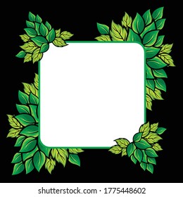 Modern frame with leaf for greeting card design