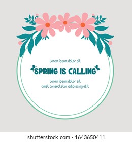 Modern frame, with leaf and wreath, for spring greeting card design. Vector