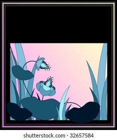modern frame with lilies