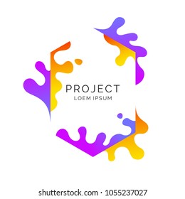 Modern frame on white background. Bright poster with dynamic splashes. Vector illustration minimal flat style