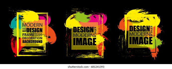 Modern frame for text. Dynamic geometric colorful design elements. Vector illustration.