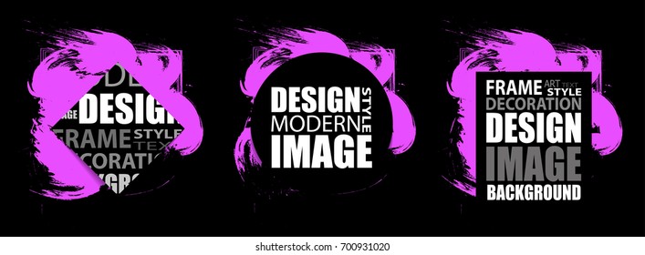Modern frame for text. Dynamic purple design elements. Vector illustration.