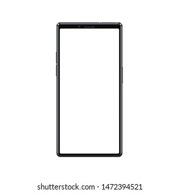 Modern frameless cellphone smartphone with blank white empty screen isolated. Premium design smartphone mockup for any visual project vector illustration.