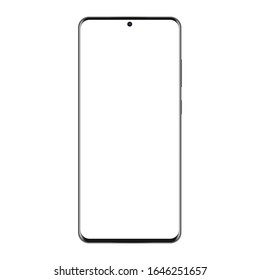 Современный безрамочный макет мобильного телефона, изолированный на белом фоне. Векторная иллюстрация