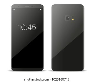 Modern frameless smartphone isolated on white background. Vector flat design elements