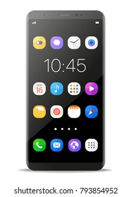 Smartphone moderno sin marco aislado en fondo blanco. Elementos de diseño plano vectorial
