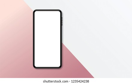 Modern frameless smartphone Mock up with blank white screen.